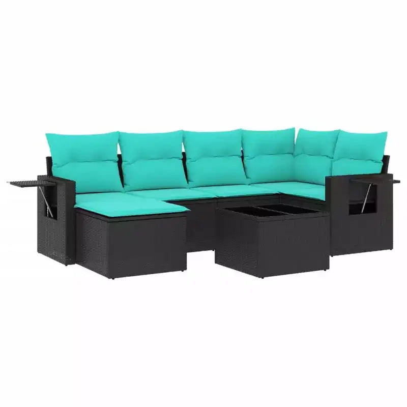 vidaXL Patio Sofa Set Rattan, Cushions