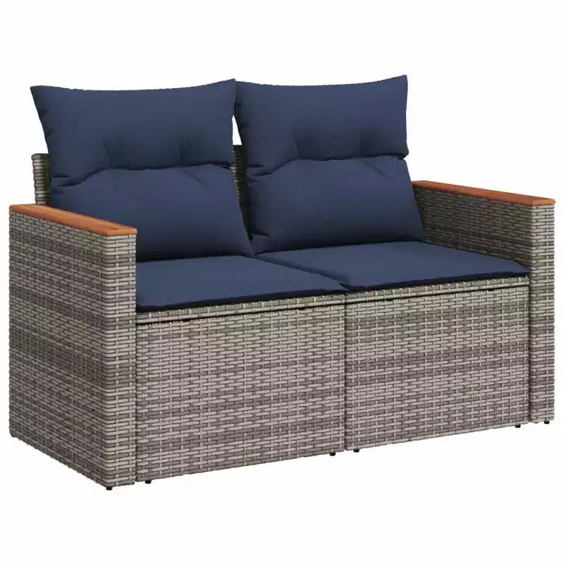 vidaXL Patio Sofa Set Black - Gray and Blue