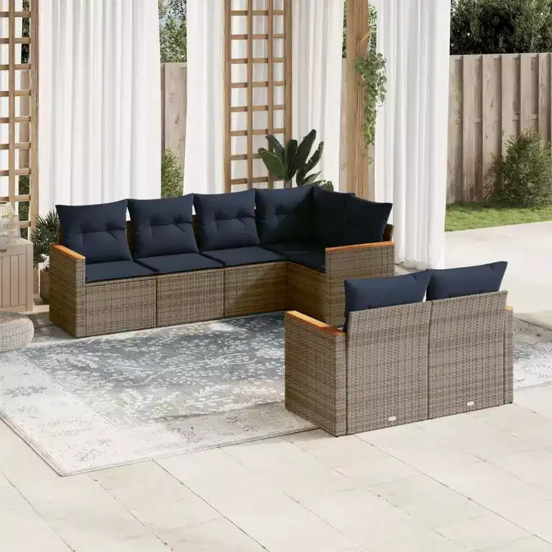 vidaXL Patio Sofa Set Black - Gray and Blue