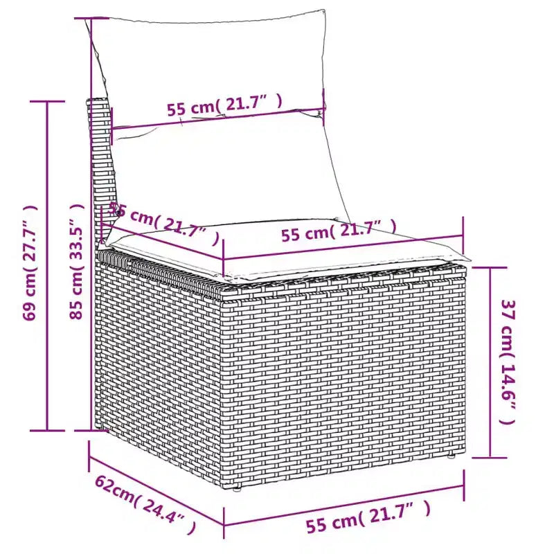 vidaXL Patio Sofa Set Black - Gray and Blue