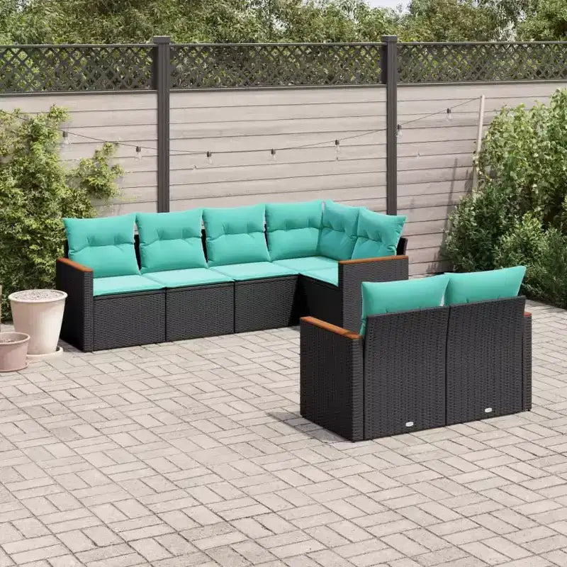 vidaXL Patio Sofa Set Black - Gray and Blue