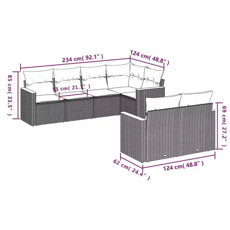 vidaXL Patio Sofa Set Black - Gray and Blue