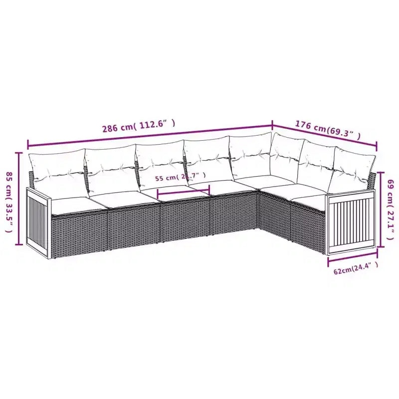 vidaXL Patio Sofa Set Black - Black Without Table