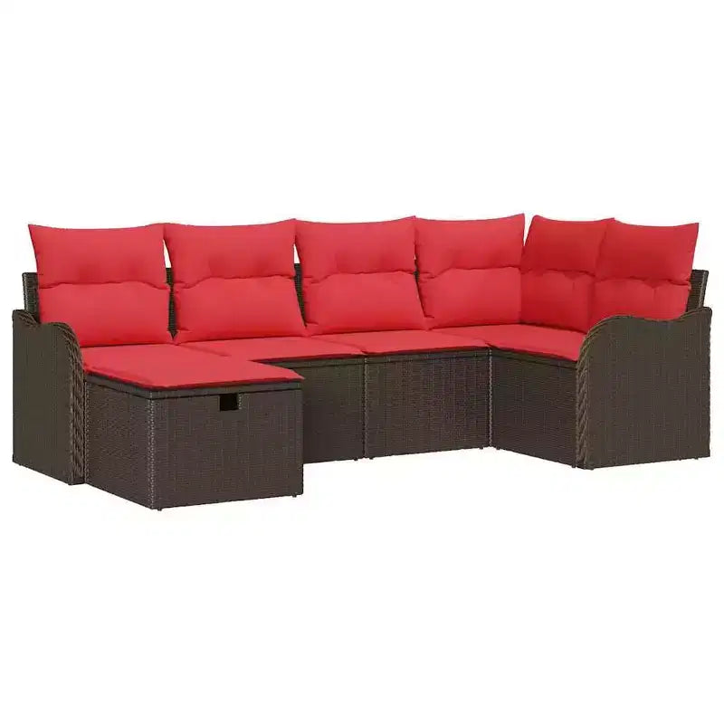 vidaXL Garden Sofa Set 6 pcs Brown and Red 232.5 x 122.5 x 85 cm