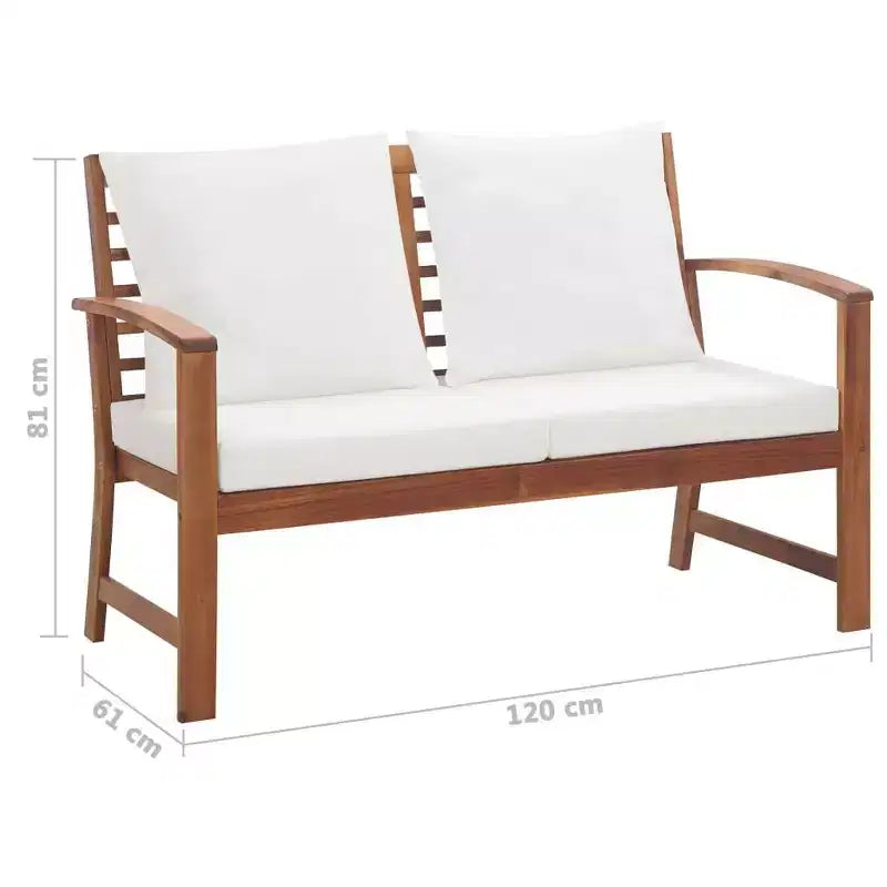vidaXL Patio Furniture Set 4 Piece Bench Chair with Table Solid Acacia Wood