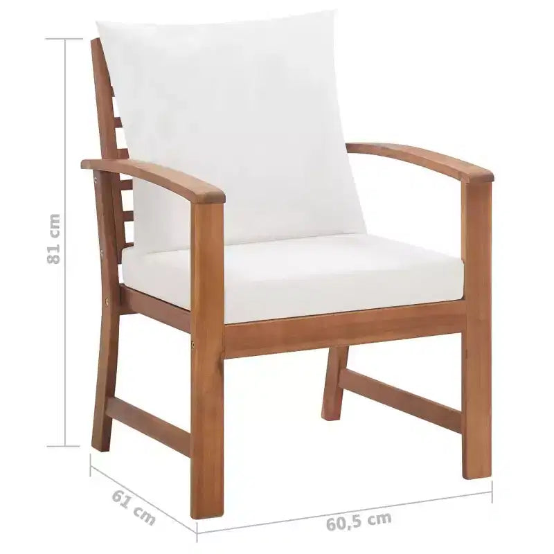 vidaXL Patio Furniture Set 4 Piece Bench Chair with Table Solid Acacia Wood