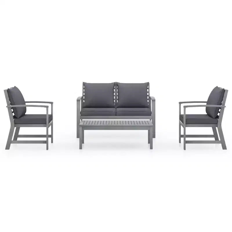 vidaXL Patio Furniture Set 4 Piece Bench Chair with Table Solid Acacia Wood