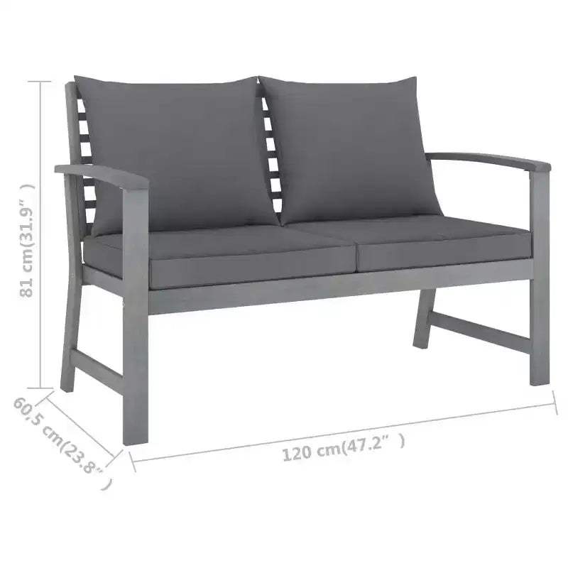 vidaXL Patio Furniture Set 4 Piece Bench Chair with Table Solid Acacia Wood