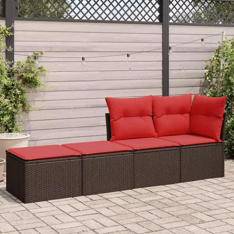 vidaXL Ensemble de canapés de jardin avec coussins, poufs modulaires 2 pièces en rotin synthétique et acacia