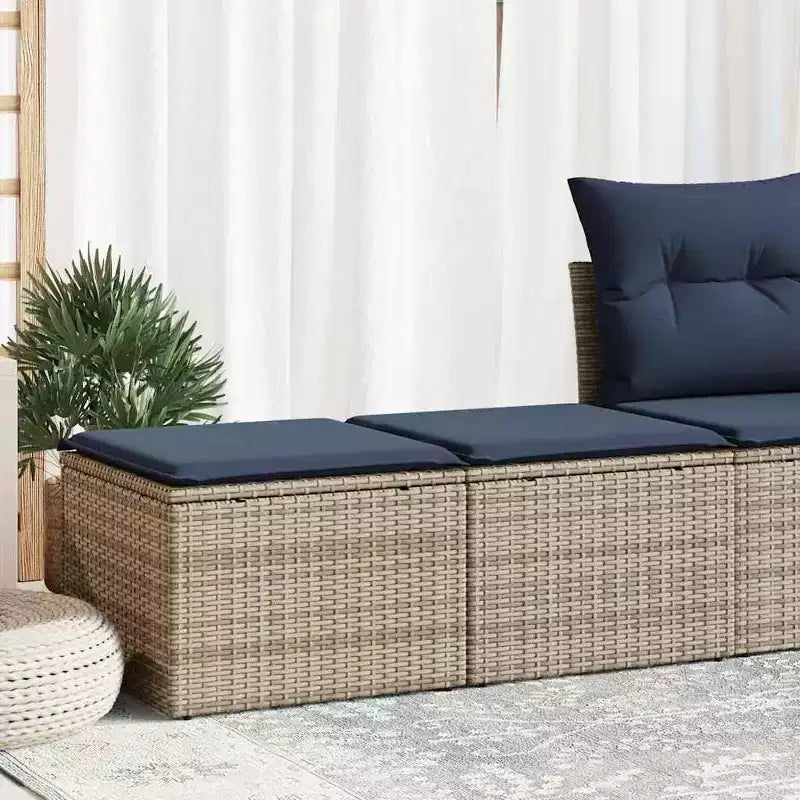 vidaXL Ensemble de canapés de jardin avec coussins, poufs modulaires 2 pièces en rotin synthétique et acacia