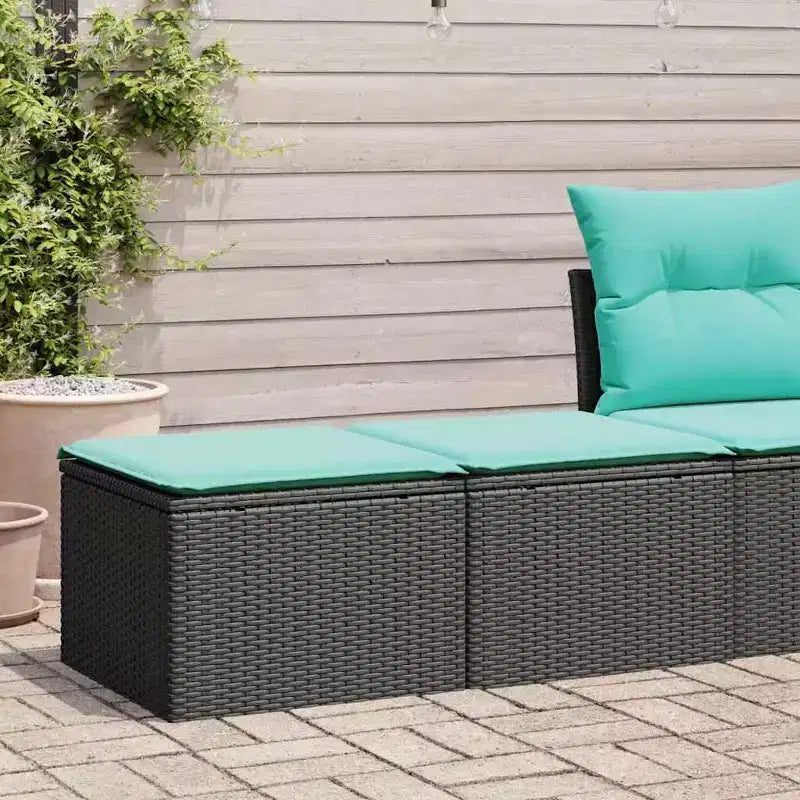 vidaXL Ensemble de canapés de jardin avec coussins, poufs modulaires 2 pièces en rotin synthétique et acacia