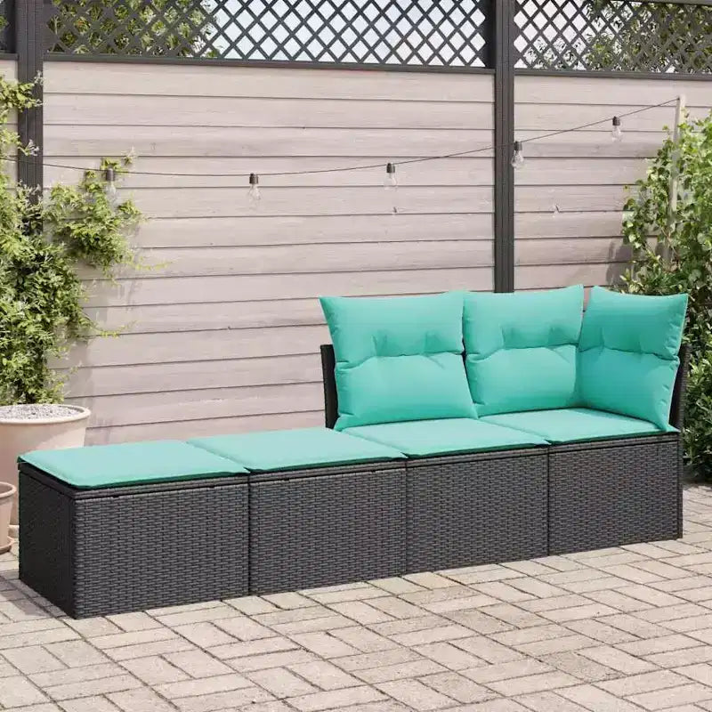 vidaXL Ensemble de canapés de jardin avec coussins, poufs modulaires 2 pièces en rotin synthétique et acacia