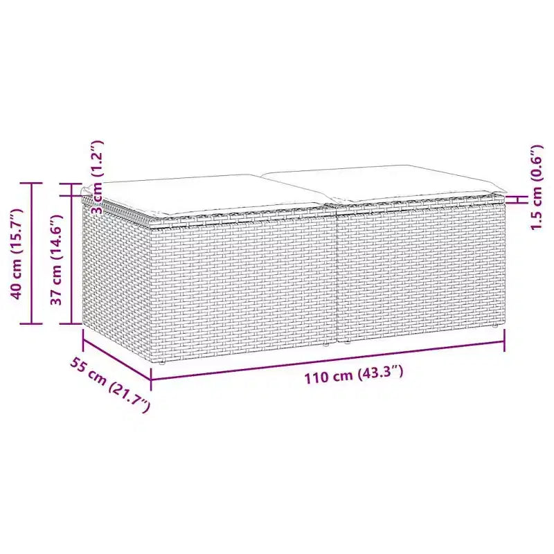 vidaXL Ensemble de canapés de jardin avec coussins, poufs modulaires 2 pièces en rotin synthétique et acacia