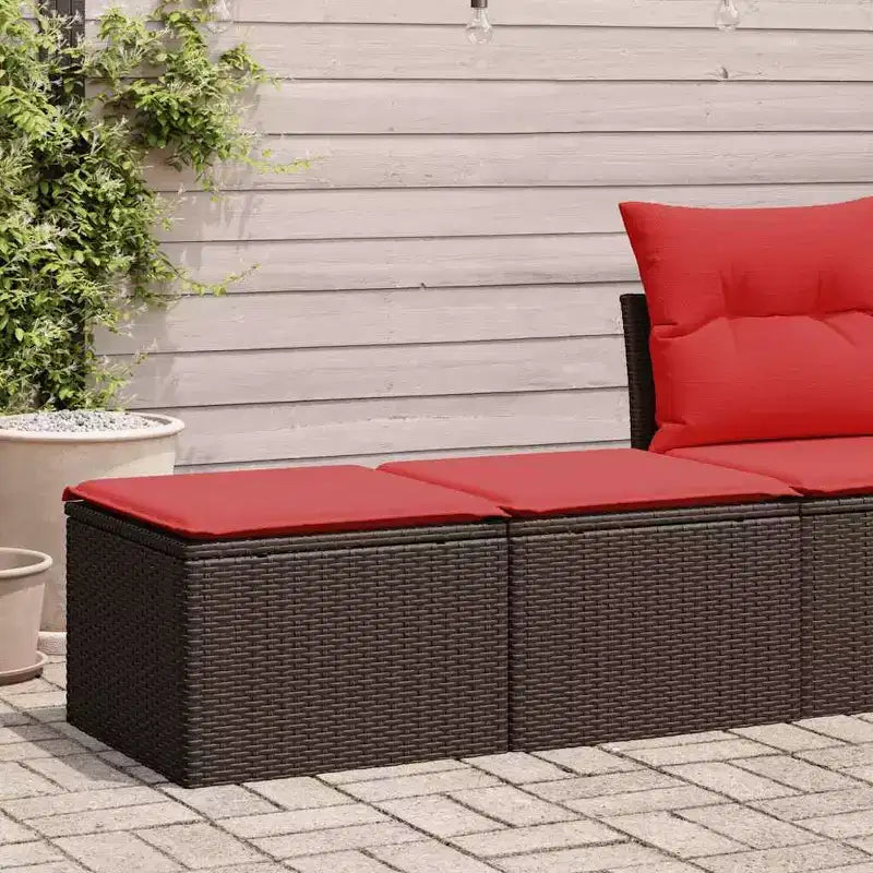 vidaXL Ensemble de canapés de jardin avec coussins, poufs modulaires 2 pièces en rotin synthétique et acacia