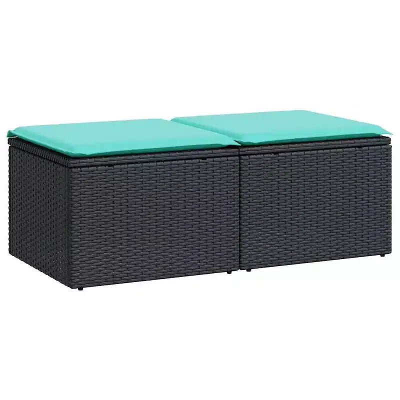 vidaXL Patio Sofa Set with Cushions Sectional Stools 2 Piece Poly Rattan Acacia