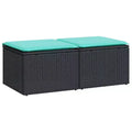 vidaXL Patio Sofa Set with Cushions Sectional Stools 2 Piece Poly Rattan Acacia