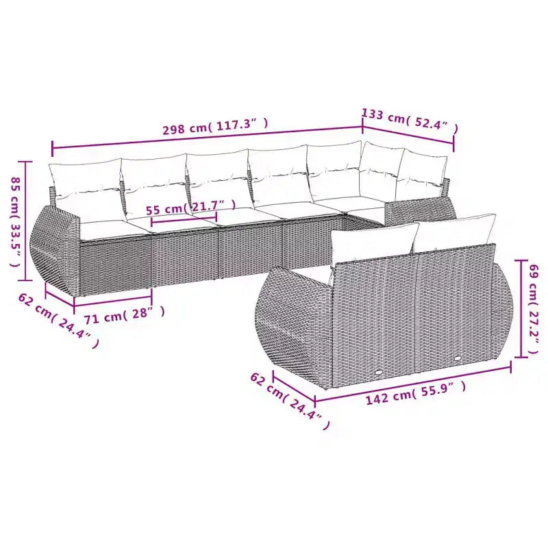 vidaXL Patio Sofa Set Black