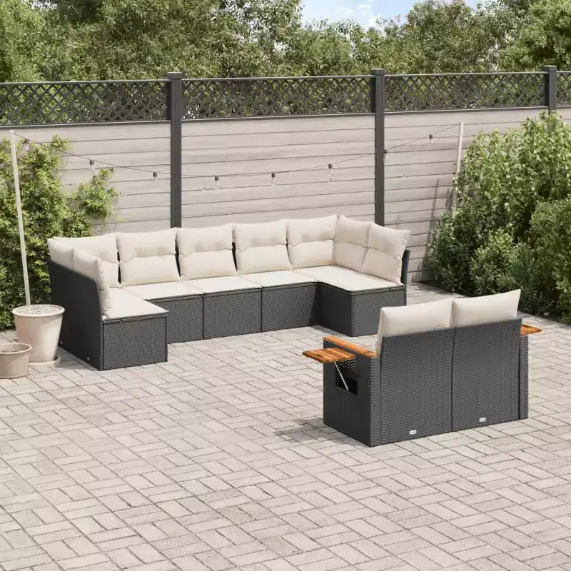 vidaXL 10 Piece Patio Sofa Set with Cushions, Poly Rattan Outdoor Sectional, Multiple Colors/Models
