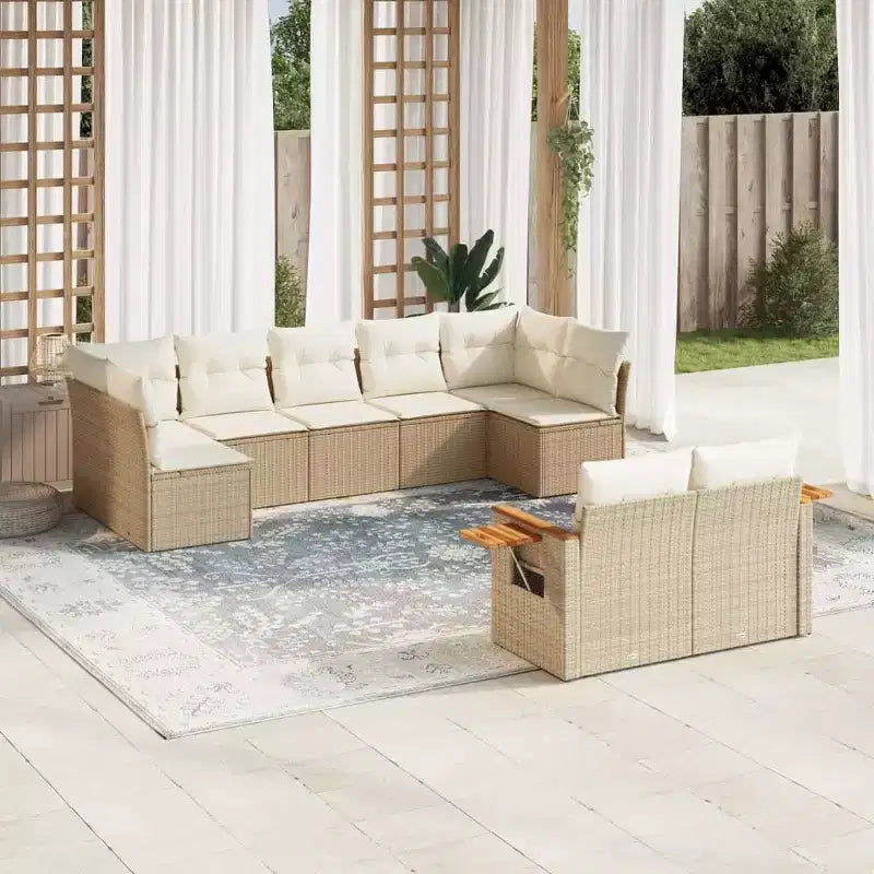 vidaXL 10 Piece Patio Sofa Set with Cushions, Poly Rattan Outdoor Sectional, Multiple Colors/Models