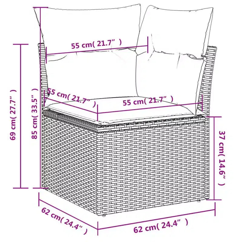 vidaXL 10 Piece Patio Sofa Set with Cushions, Poly Rattan Outdoor Sectional, Multiple Colors/Models