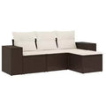vidaXL 4 Piece Patio Sofa Set with Cushions Gray Poly Rattan