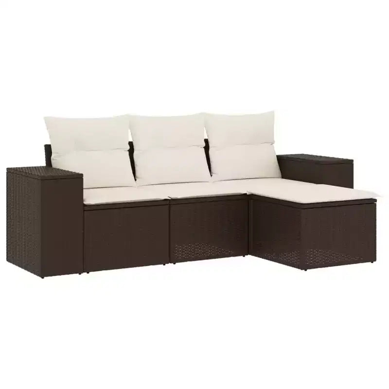 vidaXL 4 Piece Patio Sofa Set with Cushions Gray Poly Rattan