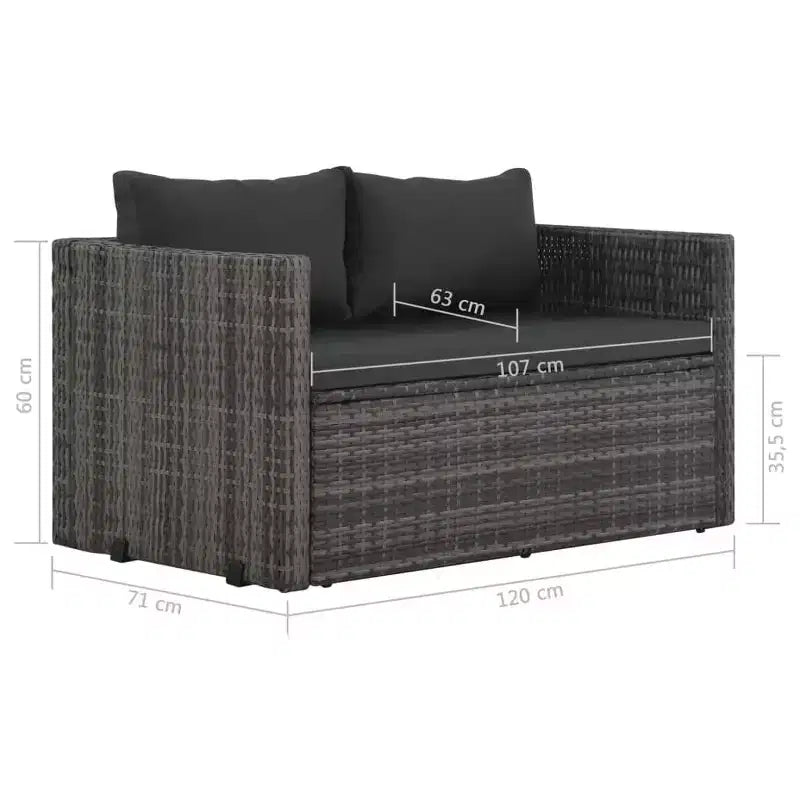 vidaXL Salon de jardin 3 pièces avec coussins en résine tressée gris