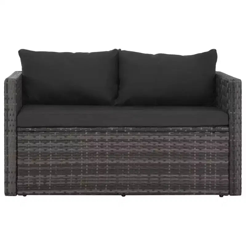 vidaXL Salon de jardin 3 pièces avec coussins en résine tressée gris
