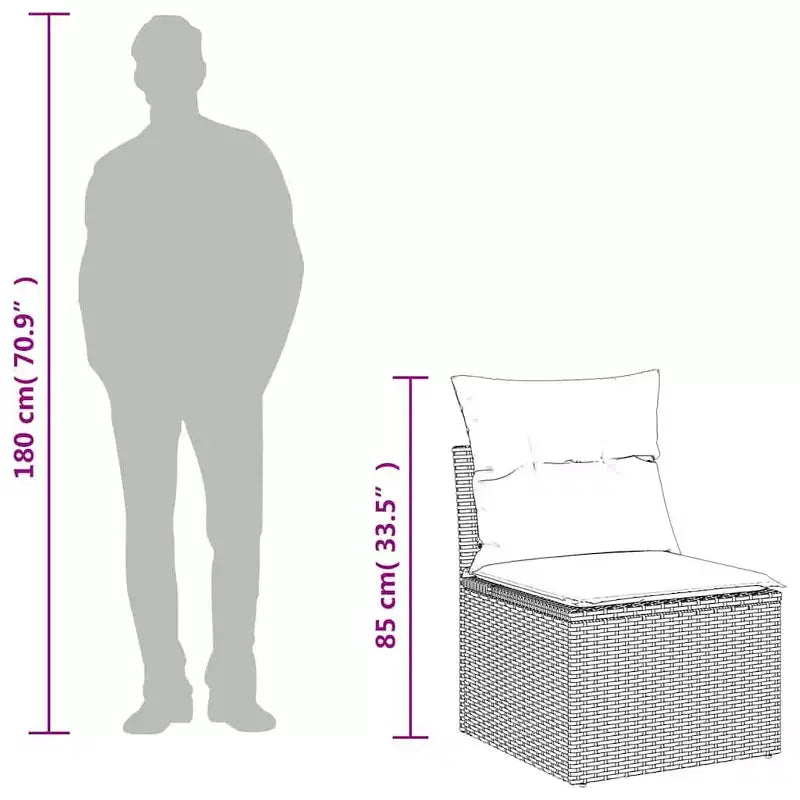 vidaXL Salon de jardin avec coussins, table et canapés, 7 pièces, en rotin synthétique