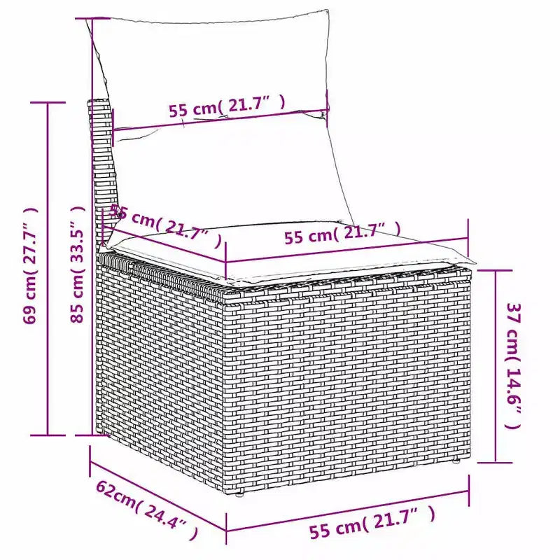 vidaXL Salon de jardin avec coussins, Modulable, Extérieur, 7 pièces, Résine tressée