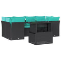 vidaXL Salon de jardin avec coussins, Modulable, Extérieur, 7 pièces, Résine tressée