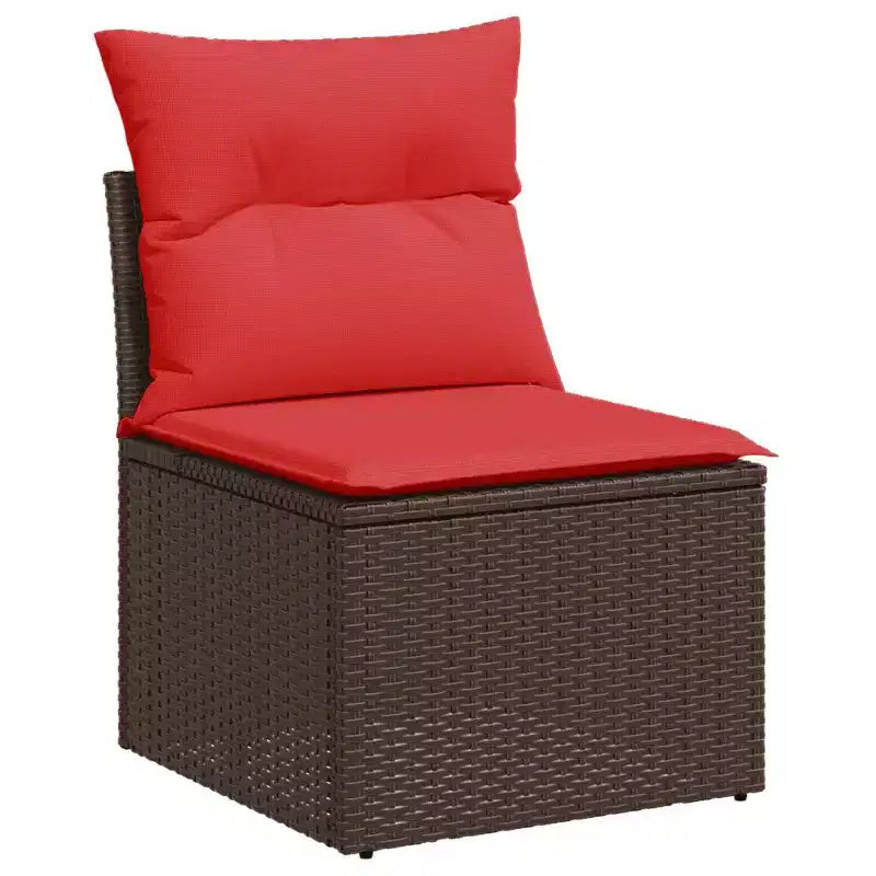 vidaXL Patio Sofa Set with Cushions Poly Rattan Acacia