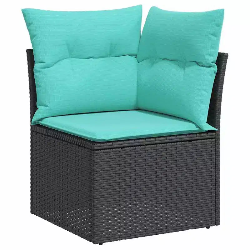 vidaXL Patio Sofa Set with Cushions Poly Rattan Acacia