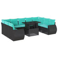 vidaXL Patio Sofa Set with Cushions Poly Rattan Acacia