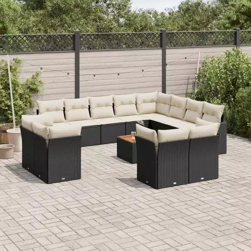 vidaXL 13 Piece Patio Sofa Set with Cushions Poly Rattan