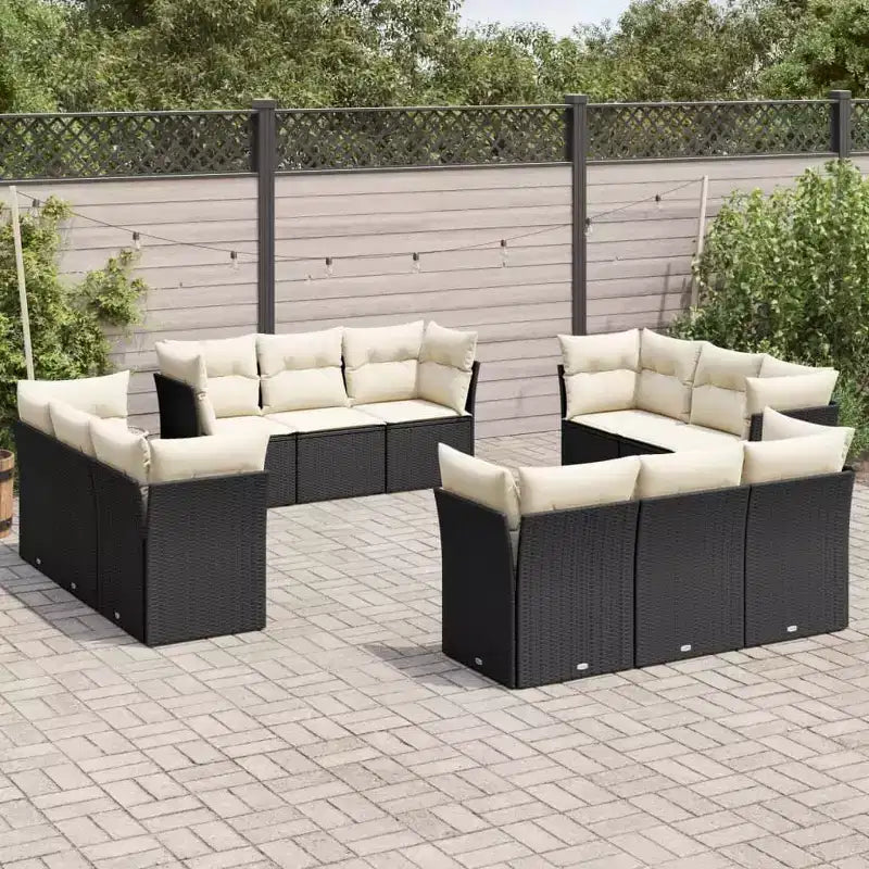 vidaXL 12 Piece Patio Sofa Set with Cushions Poly Rattan