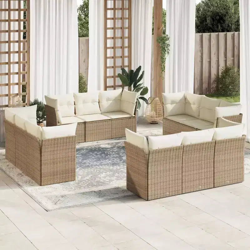 vidaXL 12 Piece Patio Sofa Set with Cushions Poly Rattan