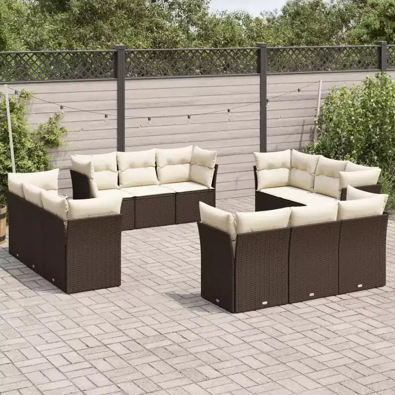vidaXL 12 Piece Patio Sofa Set with Cushions Poly Rattan