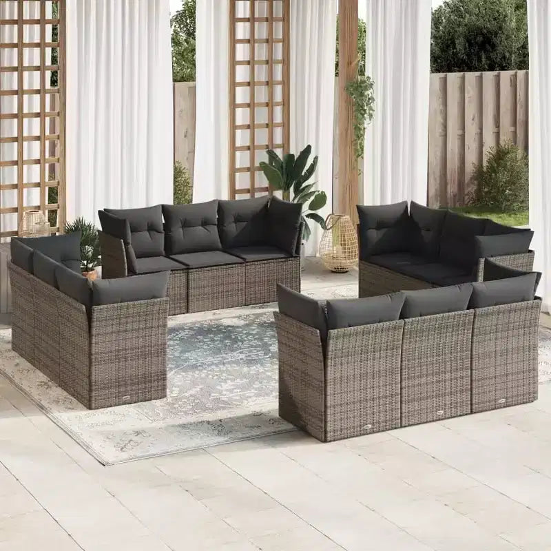 vidaXL 12 Piece Patio Sofa Set with Cushions Poly Rattan
