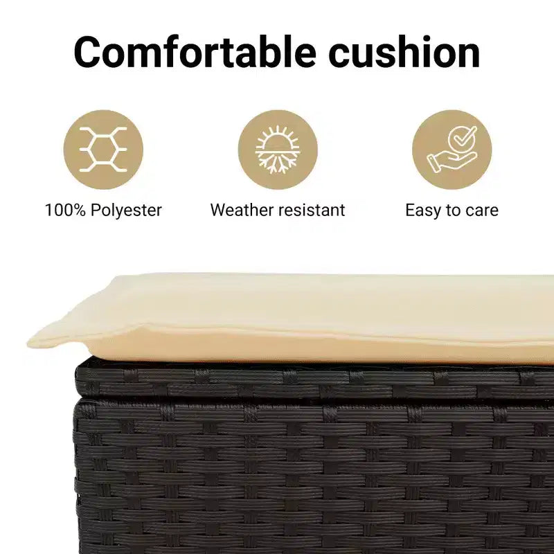 vidaXL 9 Piece Patio Sofa Set with Cushions Poly Rattan - Black and Cream Without Table