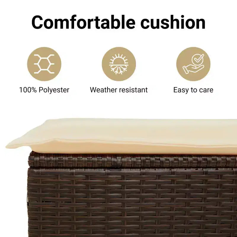 vidaXL 9 Piece Patio Sofa Set with Cushions Poly Rattan - Black and Cream Without Table