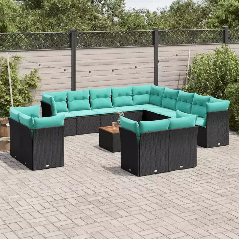 vidaXL 14 Piece Patio Sofa Set with Cushions Poly Rattan