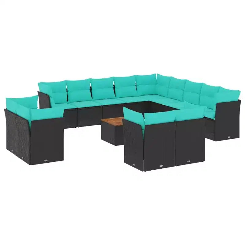 vidaXL 14 Piece Patio Sofa Set with Cushions Poly Rattan