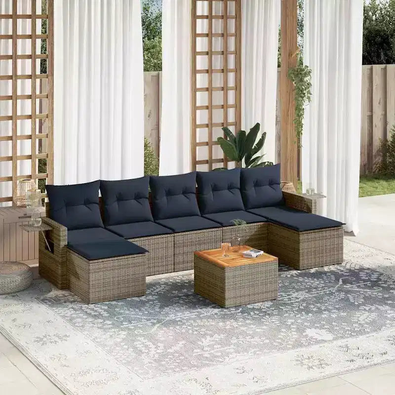 vidaXL Salon de jardin 8 pièces avec coussins en résine tressée gris