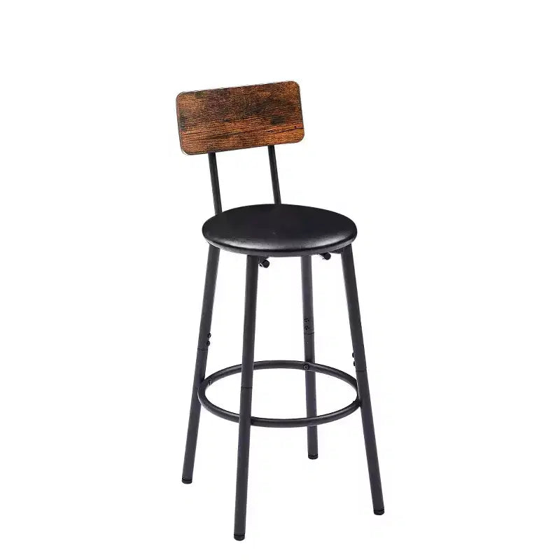 3-Piece Industrial Round Counter Height Dining Table Set with 2 PU Soft Counter Height Stools, Space-Saving Kitchen or Home Bar-Panipeachy