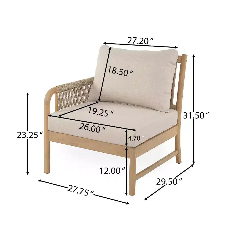 Christopher Knight Home Kazuya Farmhouse 7 Piece Acacia Wood Patio Seating Set with Woven Rope