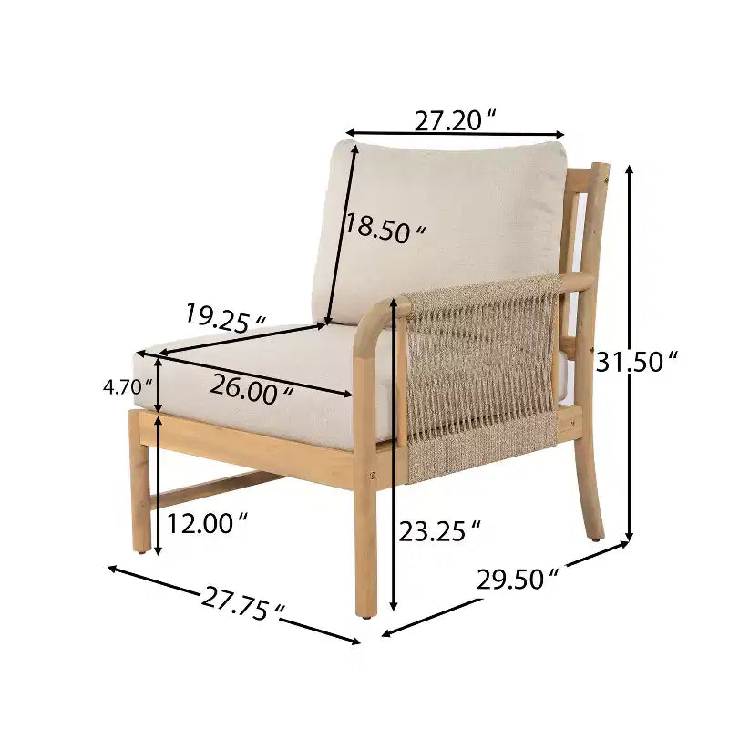 Christopher Knight Home Kazuya Farmhouse 7 Piece Acacia Wood Patio Seating Set with Woven Rope
