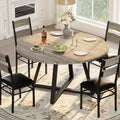 COZONY 5-Piece Round Dining Table Set for 4, Wooden Kitchen Table with 4 Upholstered Chairs for Apartment and Small Dining Room