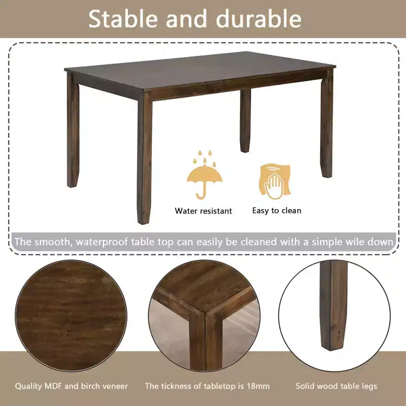 sumyeg Ensemble de 6 pièces de table à manger rectangulaire avec chaises et banc pour cuisine ou salle à manger
