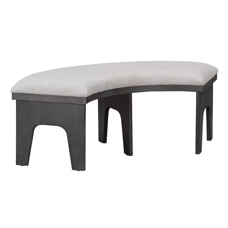 GDFStudio Agnes 5 Piece Rustic Round Dining Set with Upholstered Chairs and Curved Bench